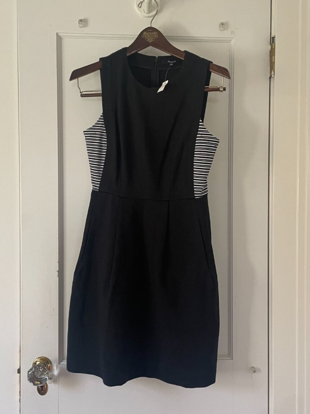 Madewell Abroad DRESS IN STRIPE-INSET TRUE BLACK Size 2 NWT - Picture 3 of 8